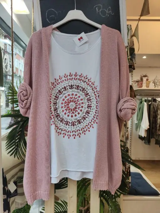chaqueta punto rosa