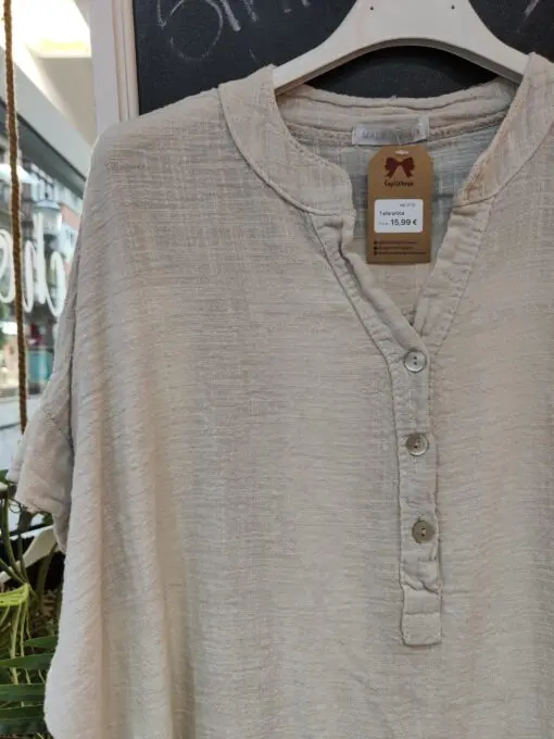 blusa beige efecto lino