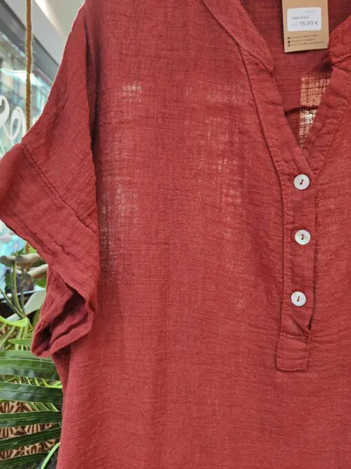 blusa granate manga corta