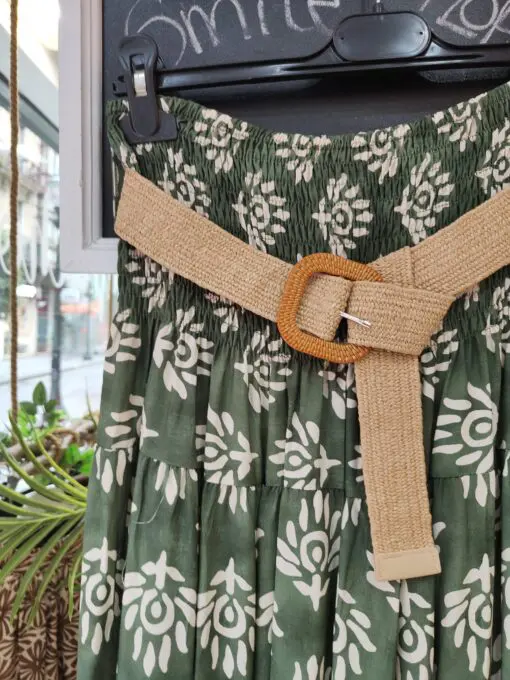 falda verde estampada larga