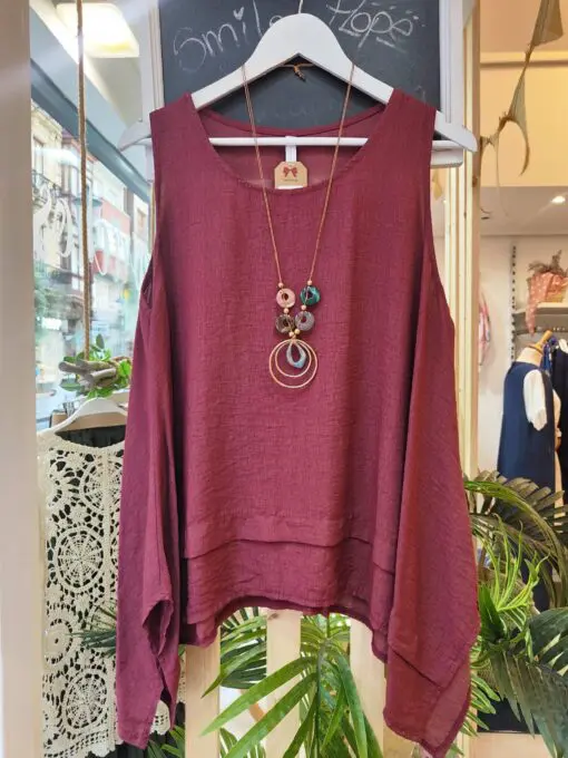 Blusa de corte holgado granate 1