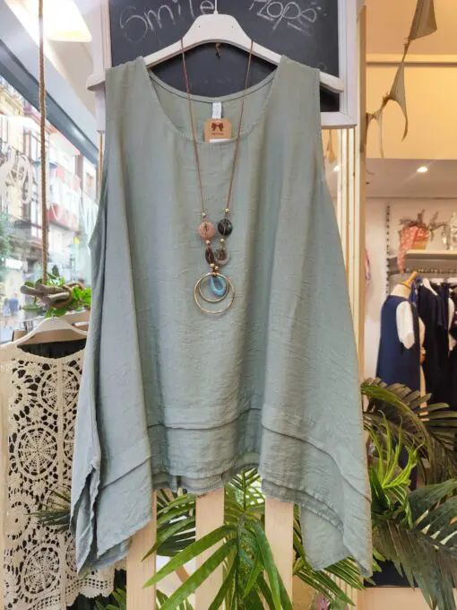 Blusa de corte holgado verde1