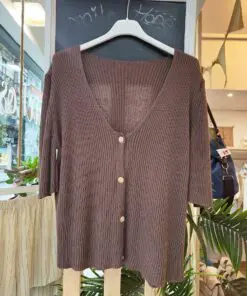 Jersey botones marrón entero