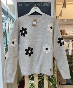 jersery flores beige