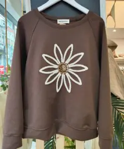 Sudadera flor marrón