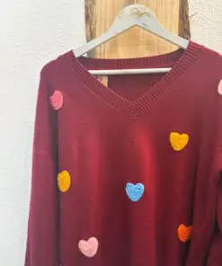 Jersey corazones burdeos