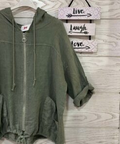 Chaqueta de LINO verde manga