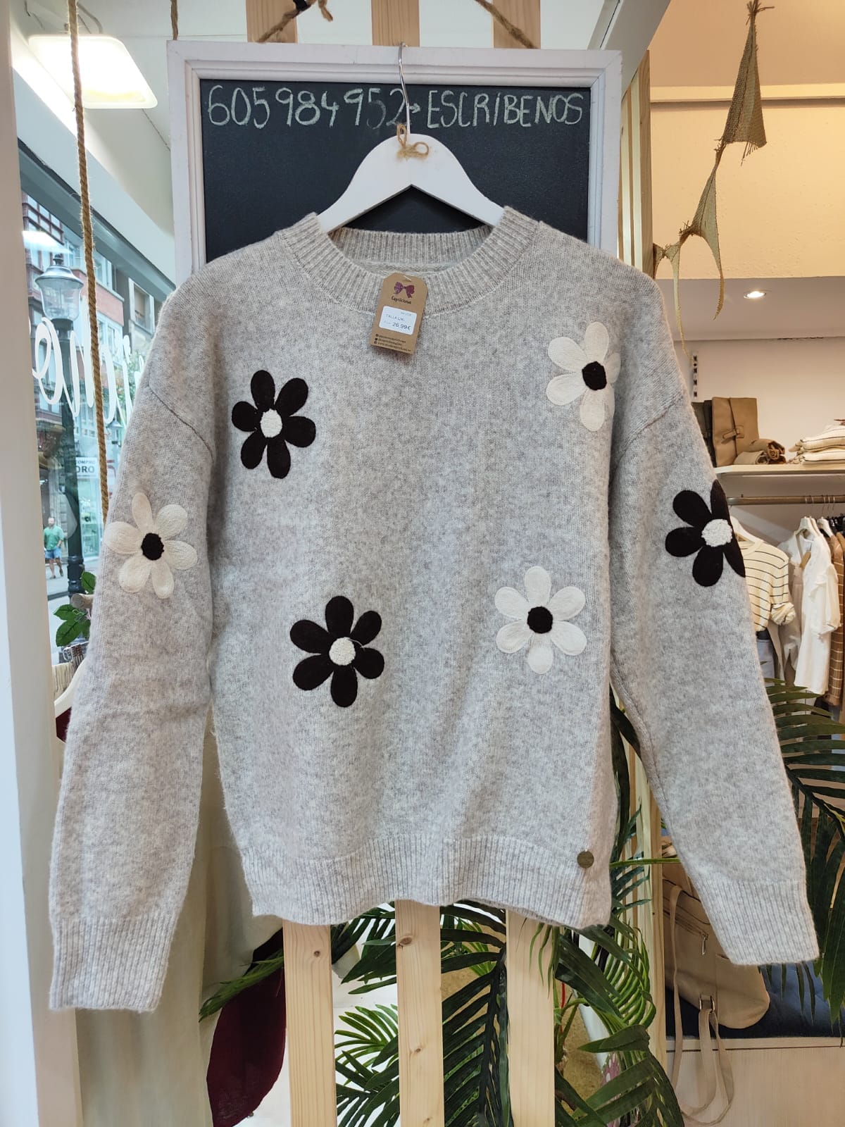 jersery flores beige jersery flores beige