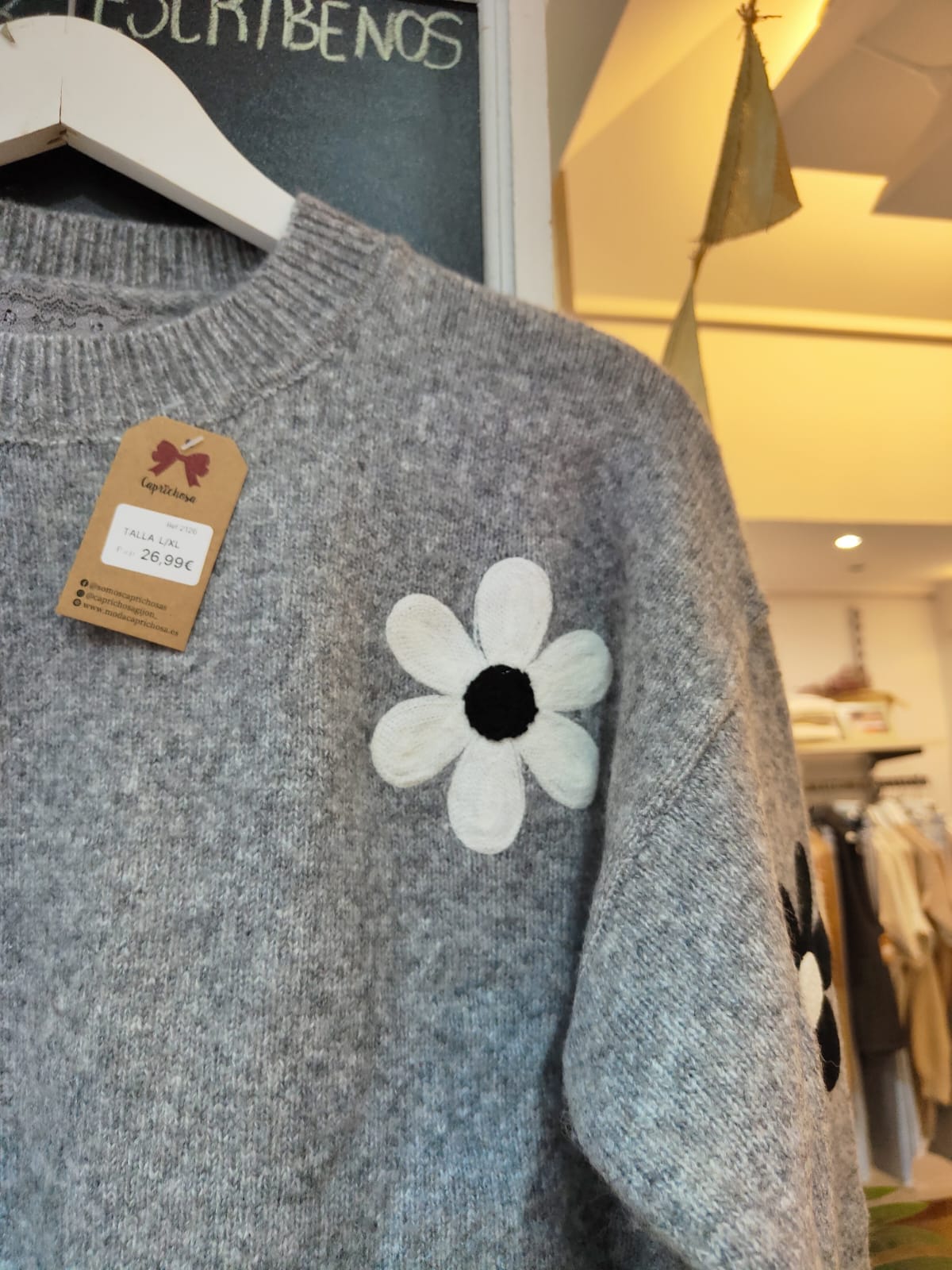 jersey gris de flores jersey gris de flores