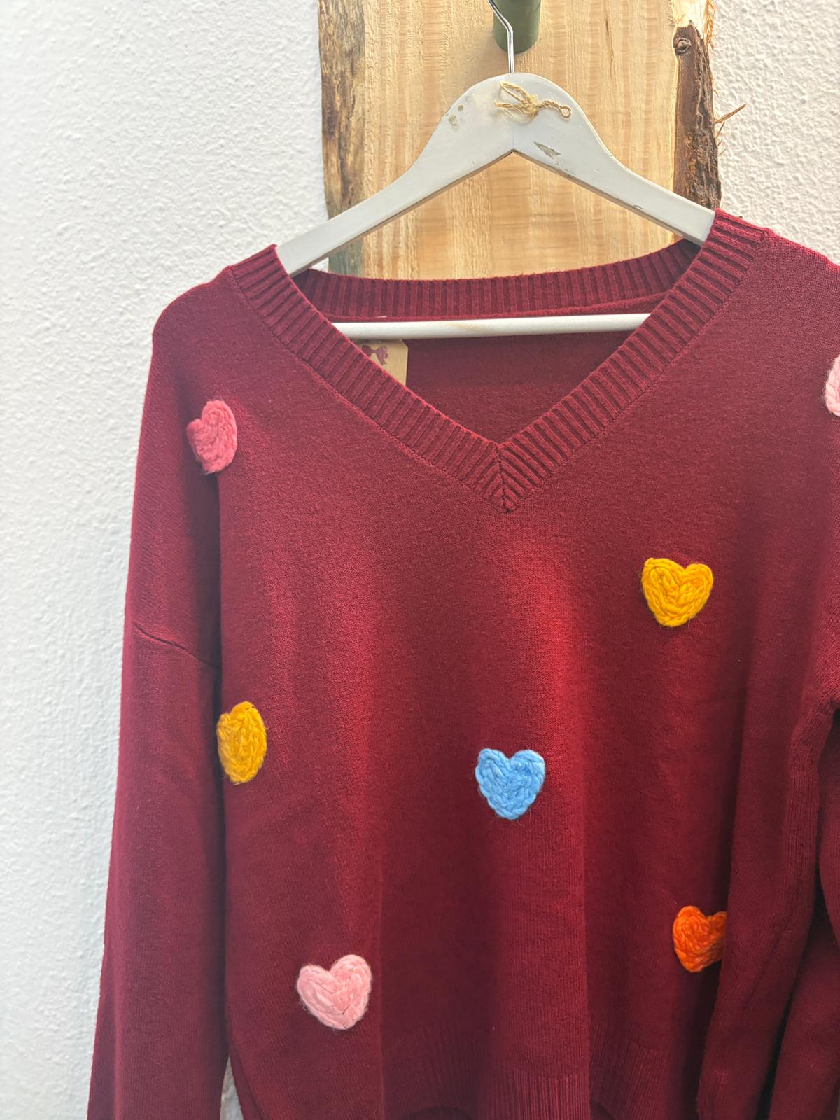 Jersey corazones burdeos Jersey corazones burdeos