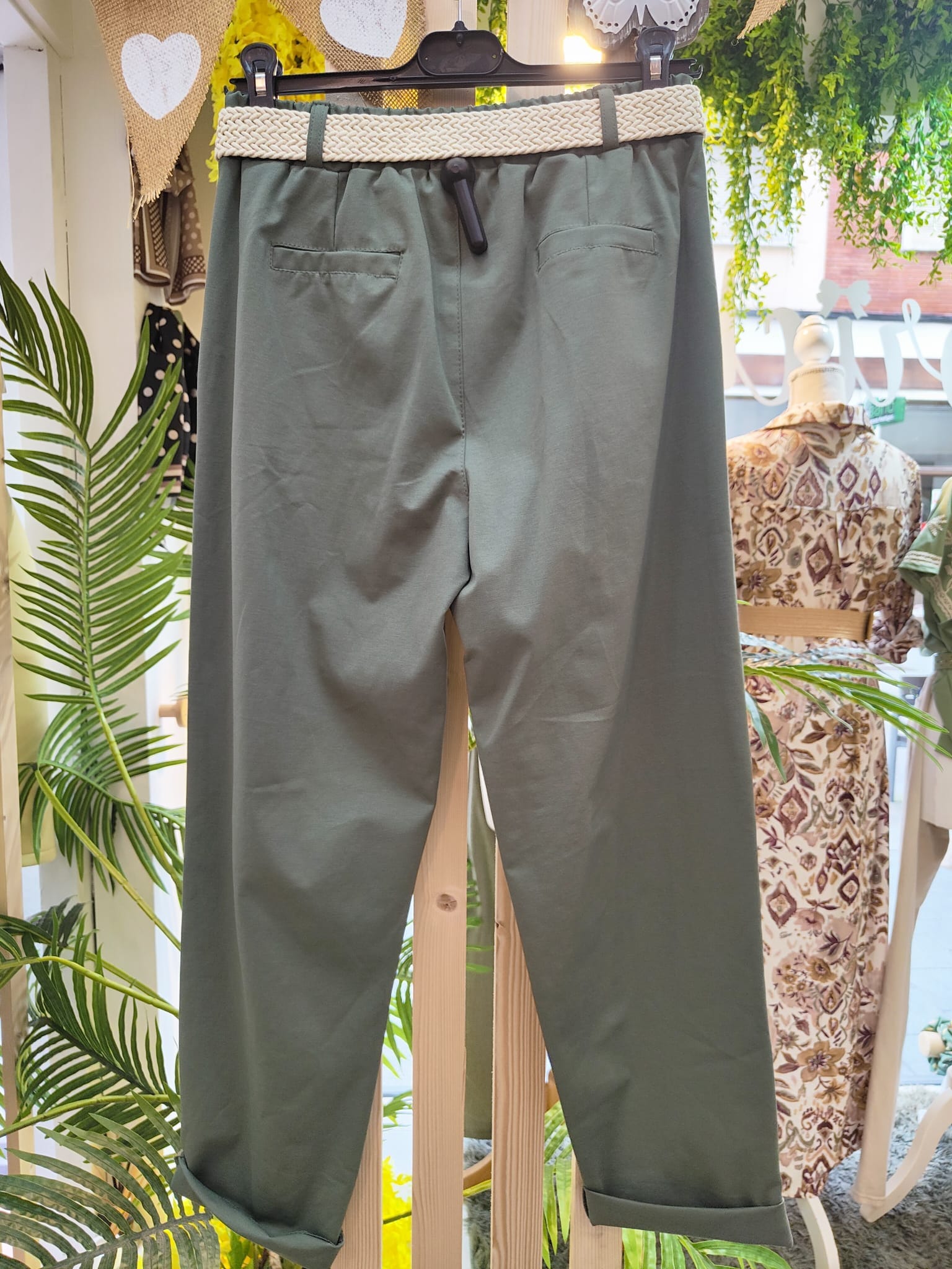 pantalon ancho verde