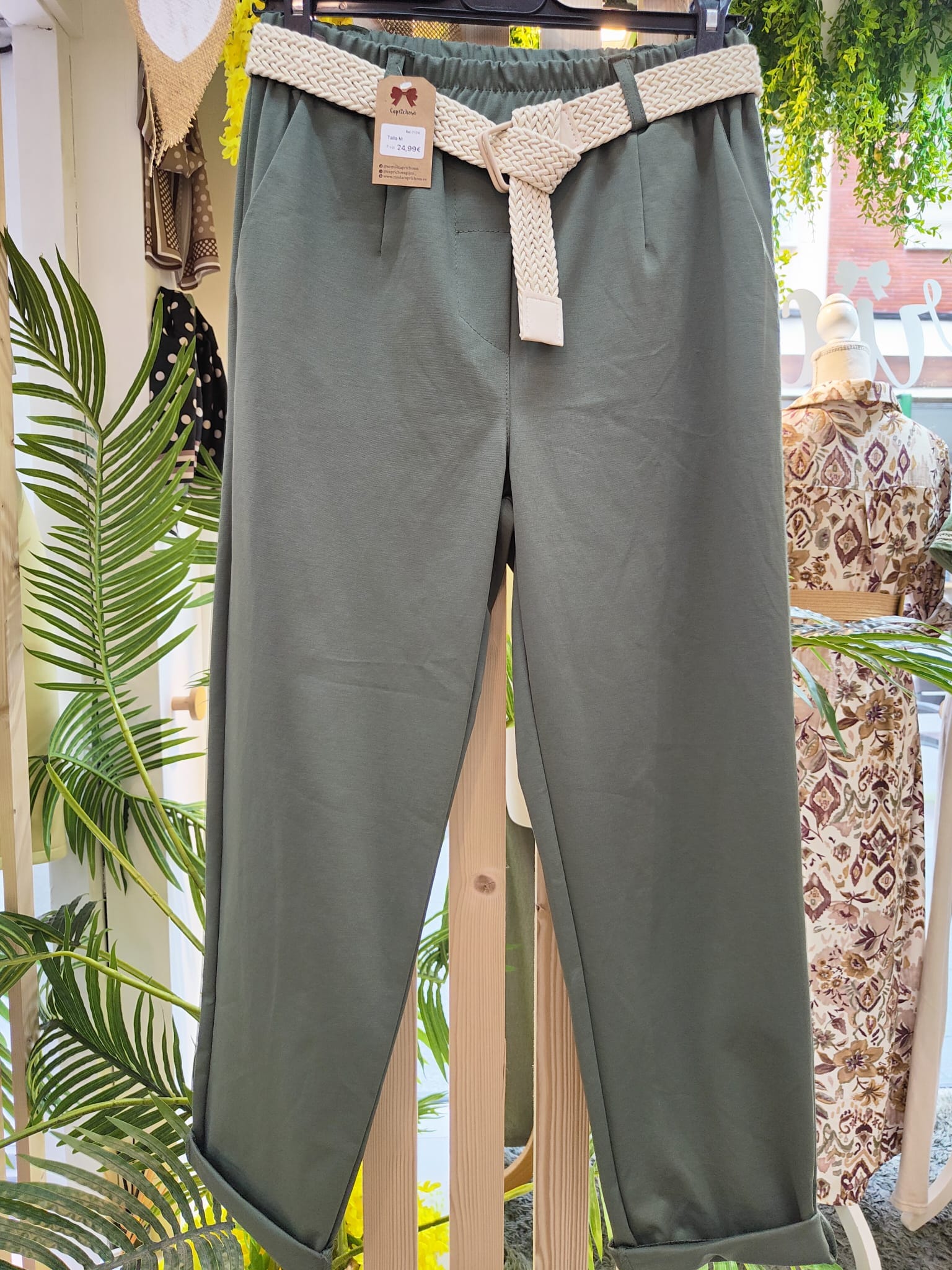 pantalon ancho verde..
