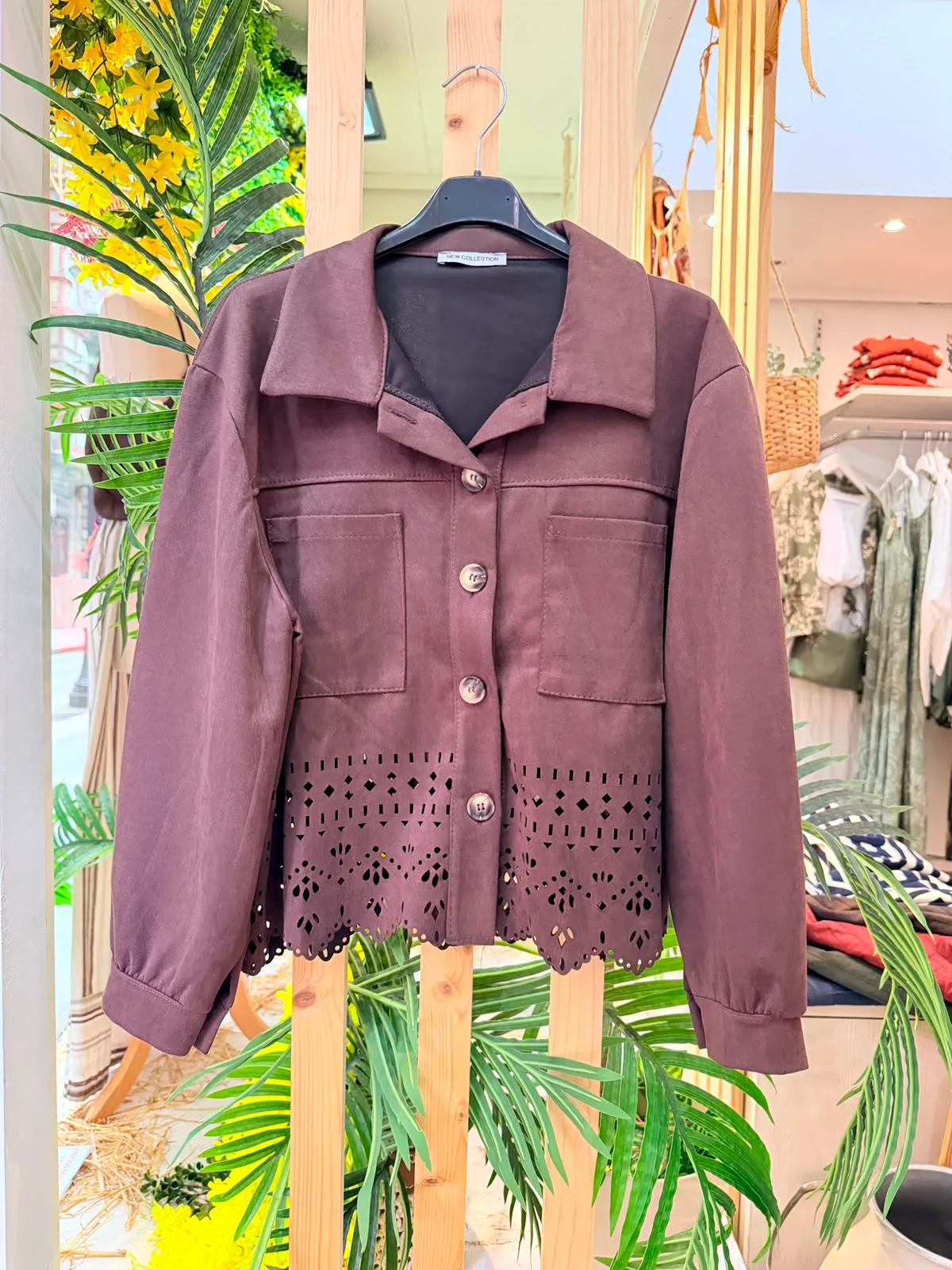 Chaqueta marrón antelina