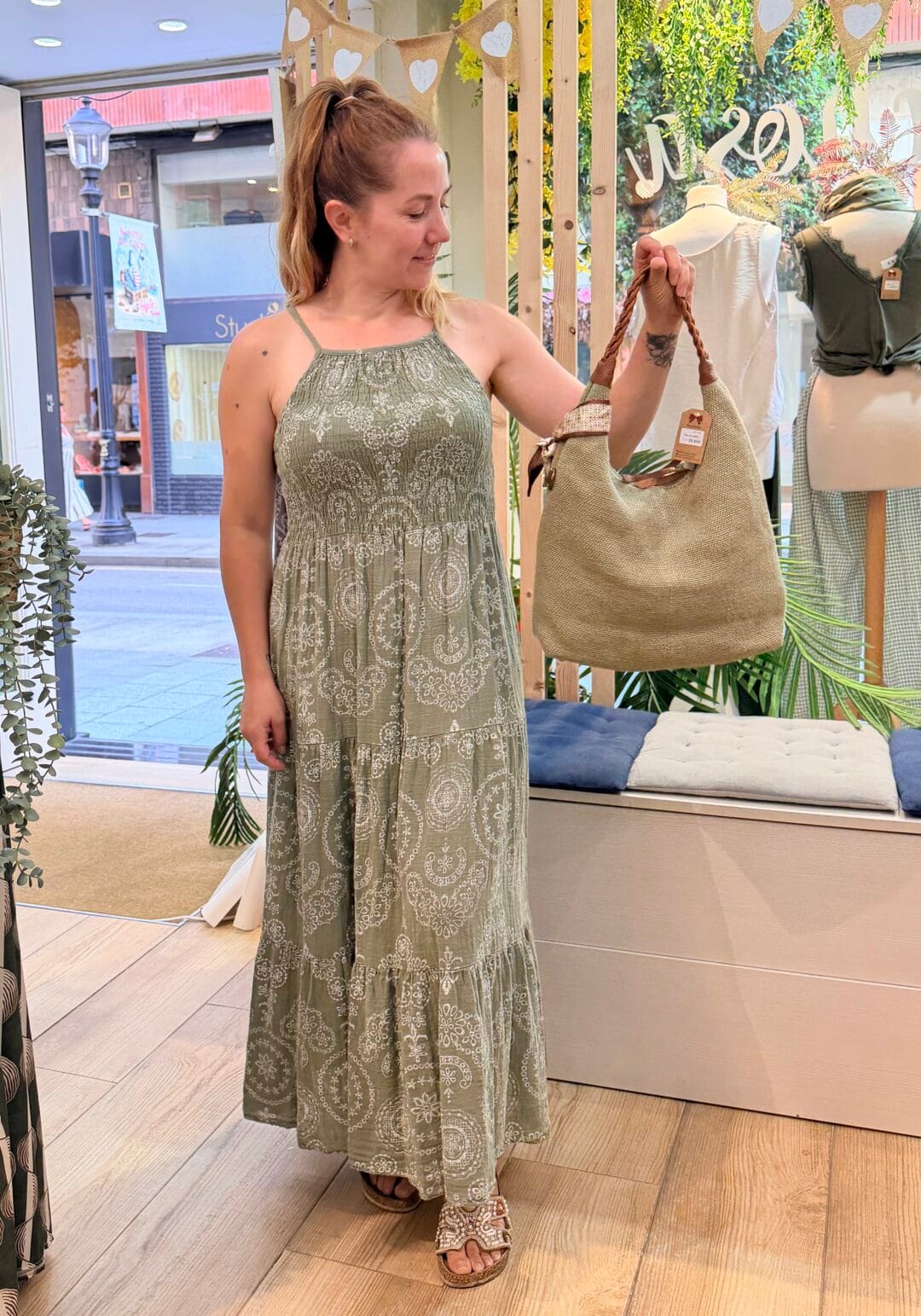 Vestido nido de abeja estampado