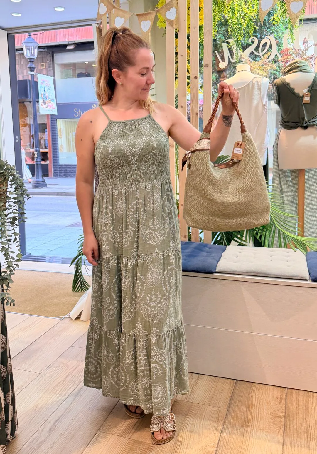 Vestido nido de abeja estampado