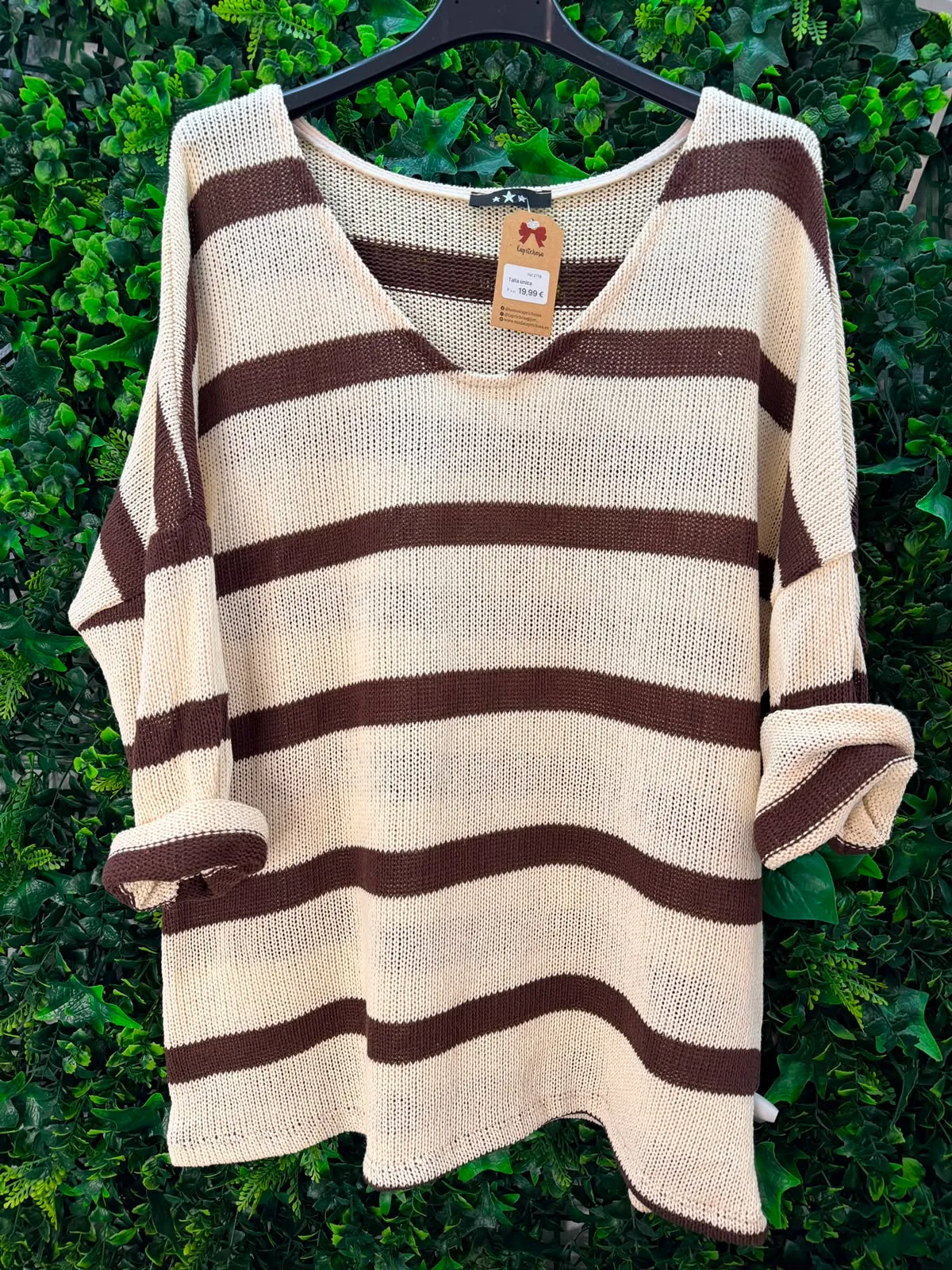 Jersey rayas marrón y beige