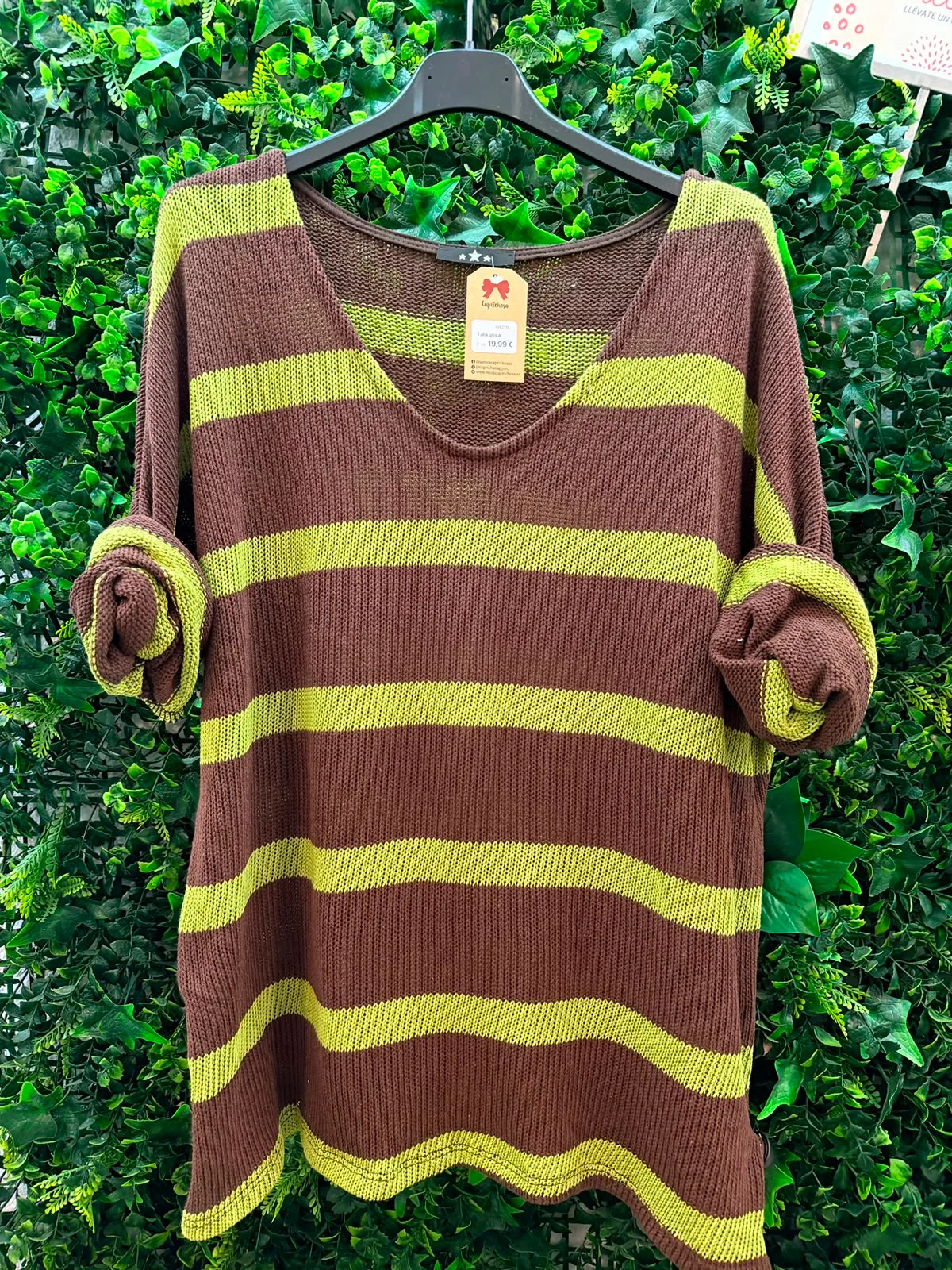 Jersey rayas marrón y verde